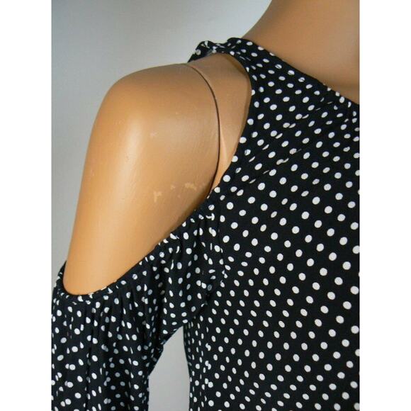 $140 L'Academie Black White Polka Dot Cold Shoulder Loose Fit Top XS NEW - Picture 4 of 5